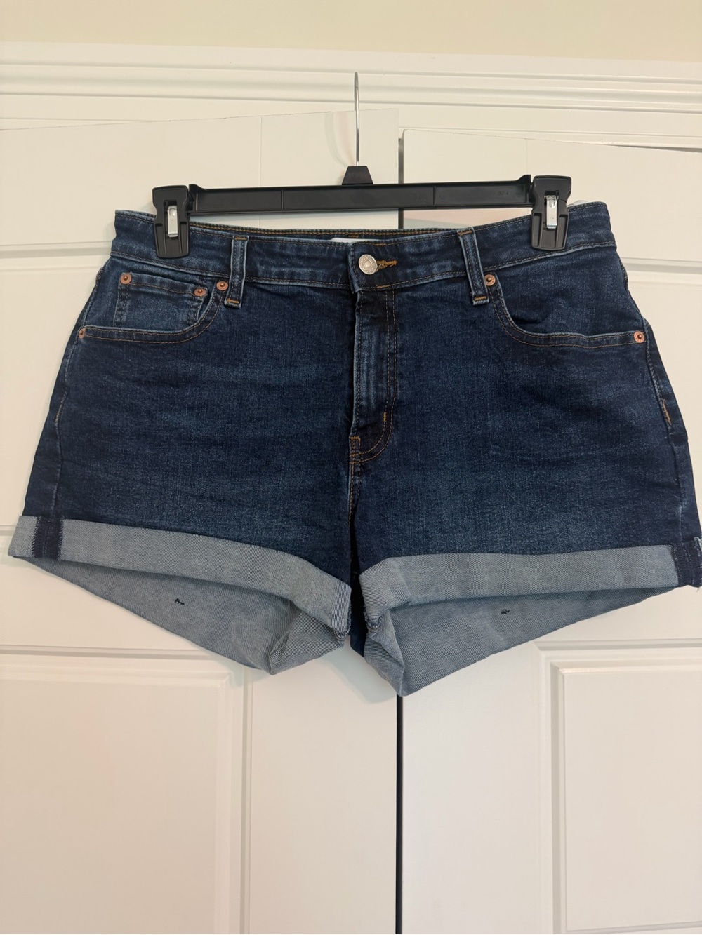 Levi's Dark Blue Cuffed Denim Shorts